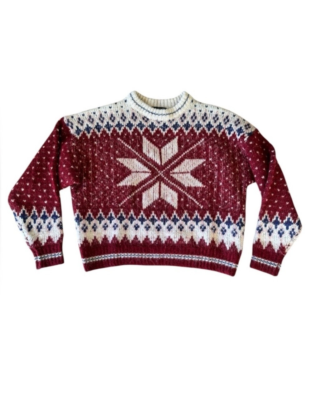 Rag & Bone Alpaca Blend Fran Sport Crew Sweater Red Burgundy Small